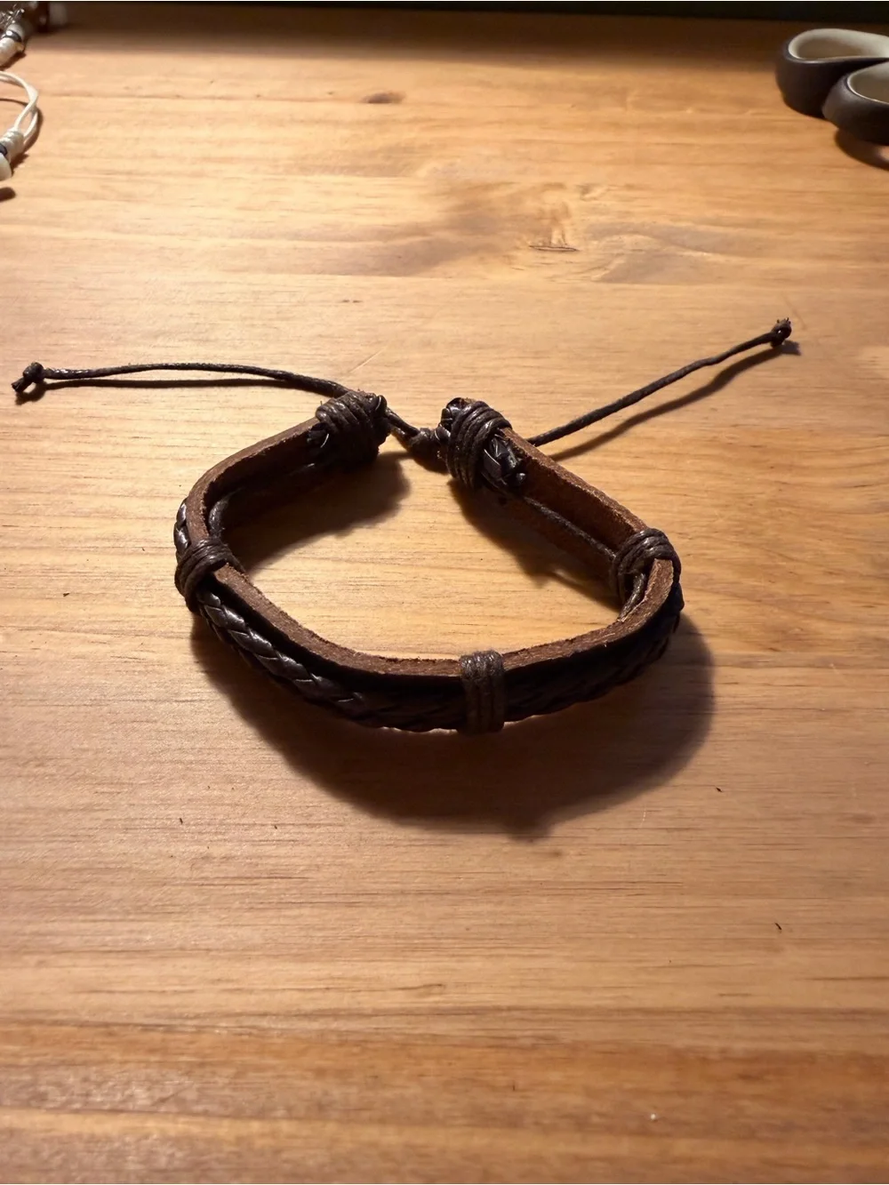 Braided Leather Wrap Bracelet - Brown